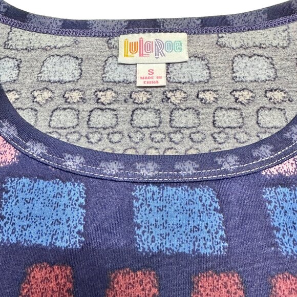 LuLaRoe Retired Julia Dress S Blue Multicolor Geometric Print SS Form Fit NWT - Picture 3 of 9